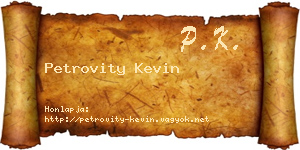 Petrovity Kevin névjegykártya